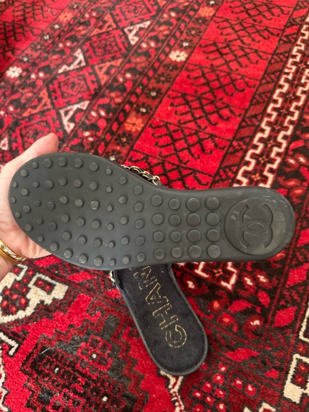 Chanel Chainlink 'CC' Slides Sandals 37 - Picture 6 of 6